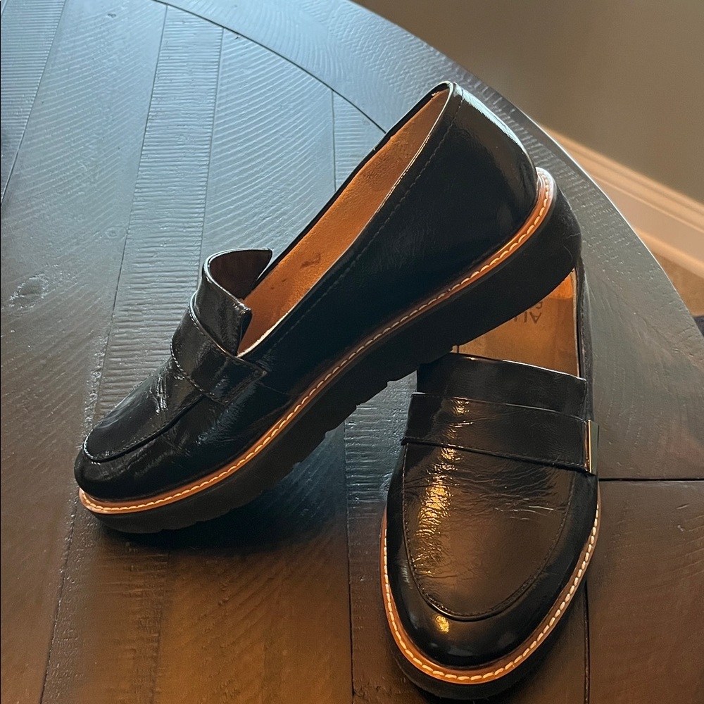 Navy Patent Leather Loafers